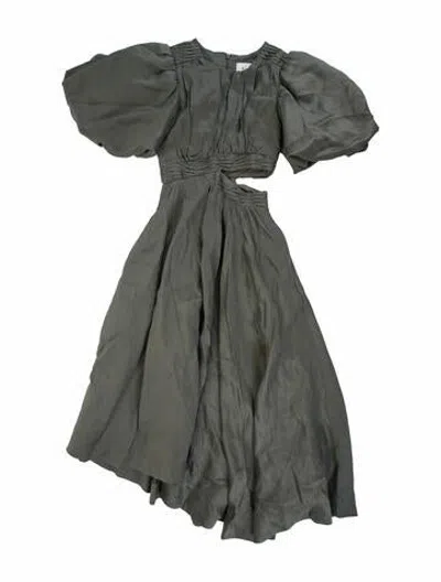 Pre-owned Aje Linen Midi Length Dress In Green