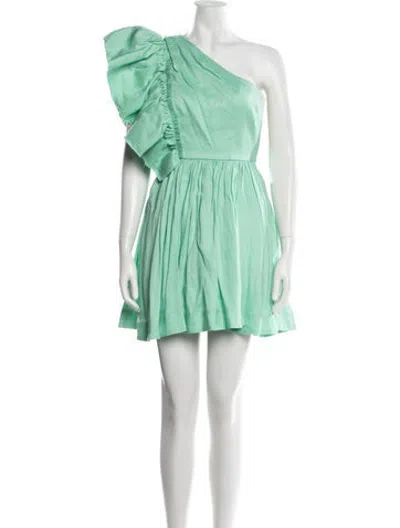 Pre-owned Aje One-shoulder Mini Dress In Green