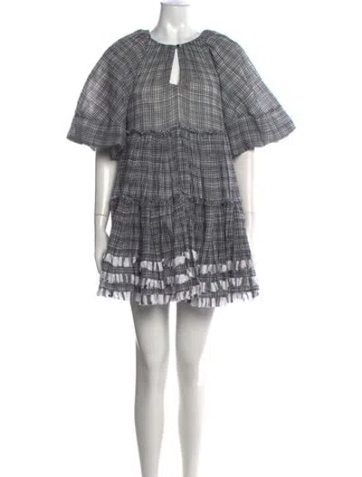 Pre-owned Aje Plaid Print Mini Dress In Black/white