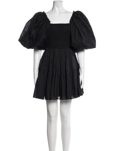 Pre-owned Aje Square Neckline Mini Dress In Black