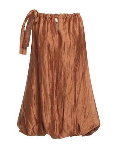 Akep Woman Mini Dress Brown Size 4 Linen, Polyester