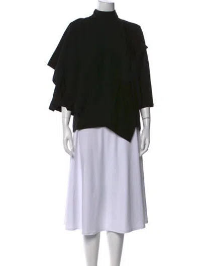 Pre-owned Akira Naka Mock Neck Three-quarter Sleeve Top In Black