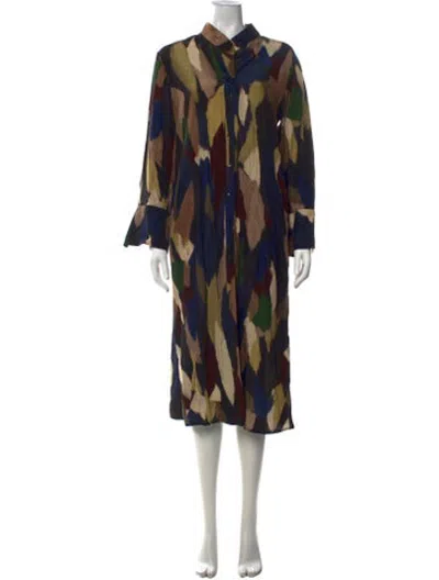 Pre-owned Akira Naka Silk Midi Length Dress In Blue
