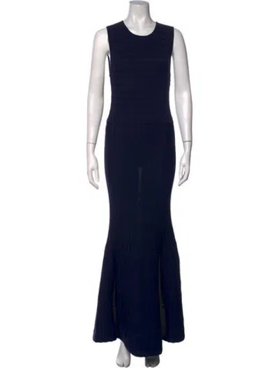 Pre-owned Aknvas Crew Neck Long Dress In Blue