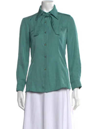Pre-owned Aknvas Long Sleeve Button-up Top In Green