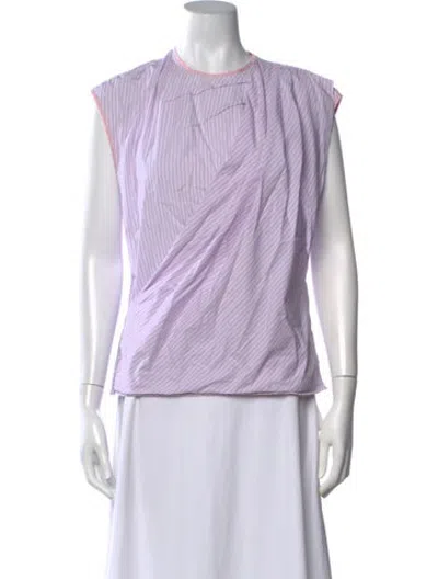 Pre-owned Aknvas Striped Crew Neck Top In Purple