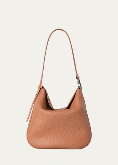 Akris Anna Medium Leather Hobo Bag In Brown