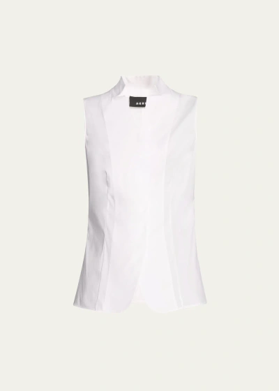 Akris Baumwolle Stretch Sleeveless Blouse In Pure White