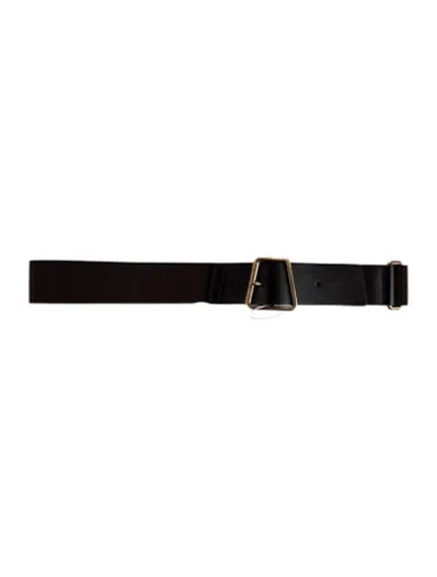 Pre-owned Akris Canvas Leather Trim Embellishment Waist Belt In Brown