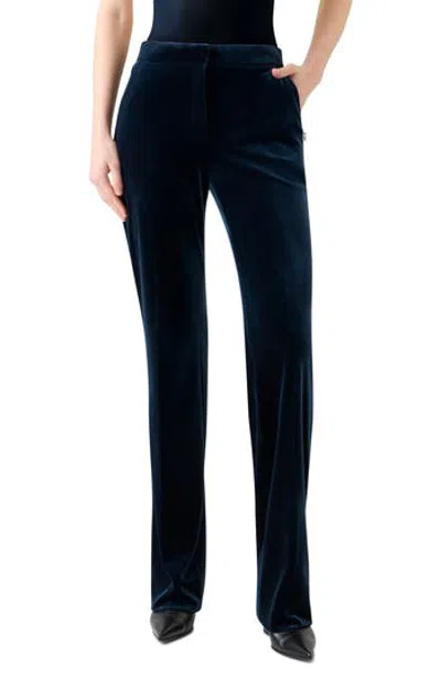 Akris Carl Velvet Neoprene Pants In Denim Blue