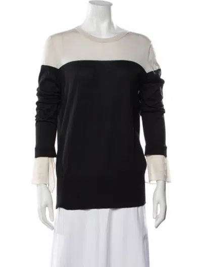 Pre-owned Akris Cashmere Colorblock Pattern Sweater In Black