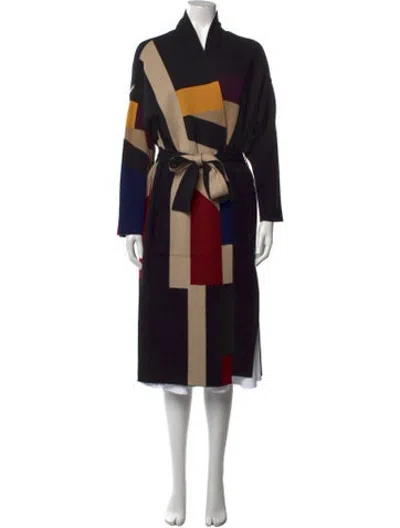 Pre-owned Akris Cashmere Colorblock Pattern Sweater In Black