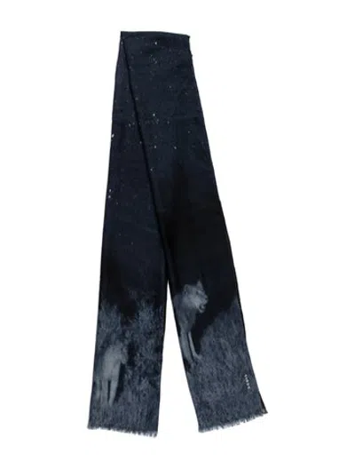 Pre-owned Akris Cashmere Graphic Print Scarf In Blue