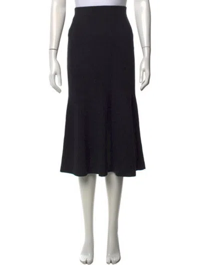 Pre-owned Akris Cashmere Midi Length Skirt In Black