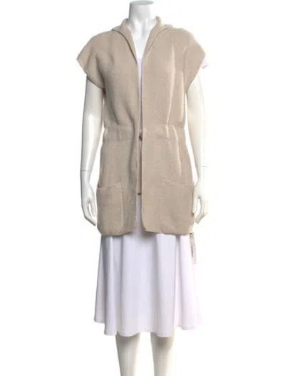Pre-owned Akris Cashmere Open Front Sweater In Neutrals