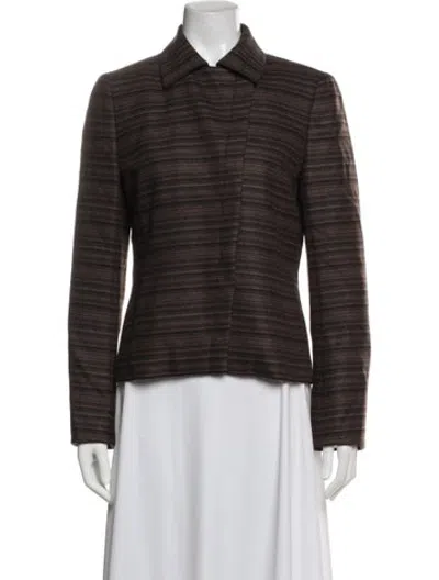 Pre-owned Akris Cashmere Striped Blazer In Brown