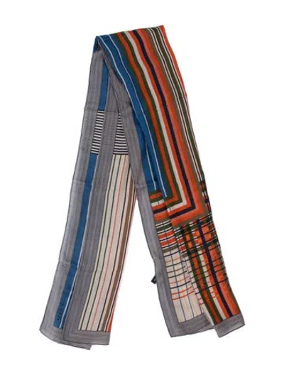 Pre-owned Akris Cashmere Striped Scarf In Blue