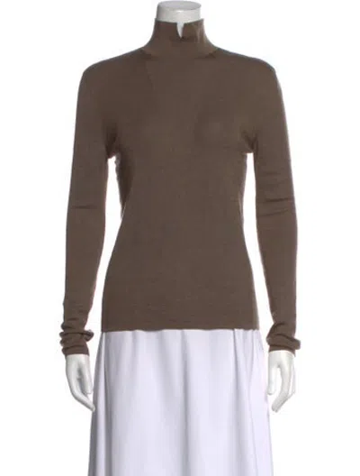 Pre-owned Akris Cashmere Turtleneck Sweater In Brown