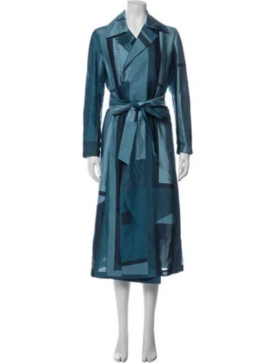Pre-owned Akris Colorblock Pattern Coat In Blue