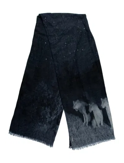 Pre-owned Akris Graphic Print Scarf In Blue