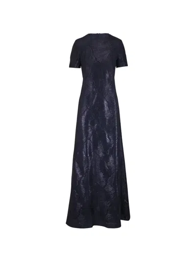 Akris Lace-textured A-line Gown In Blue