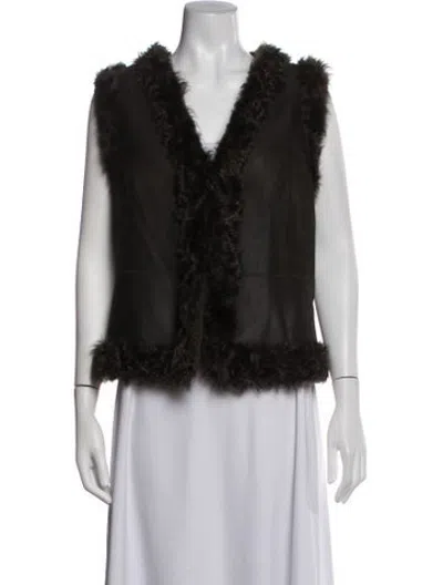 Pre-owned Akris Lamb Fur Vest In Black