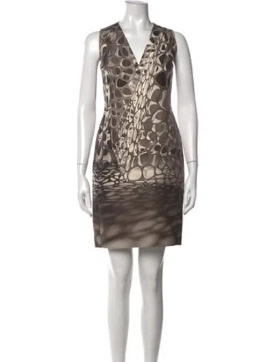 Pre-owned Akris Patterned Mini Dress In Grey