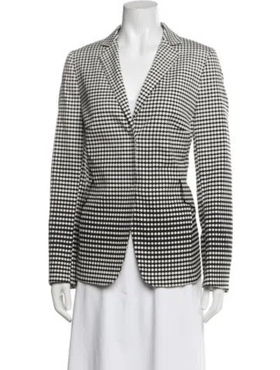 Pre-owned Akris Polka Dot Print Blazer In White