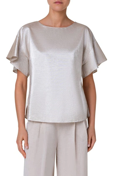 Akris Punto Boxy Drop Shoulder Satin Top In Gold