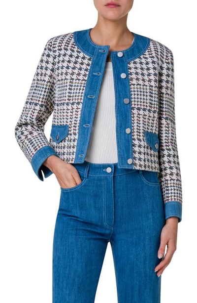 Akris Punto Houndstooth Jacquard Jacket In Denim Multicolor