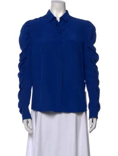 Pre-owned Akris Punto Silk Long Sleeve Blouse In Blue