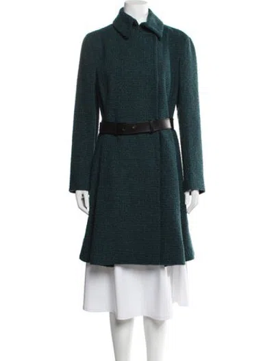 Pre-owned Akris Punto Tweed Pattern Coat In Green