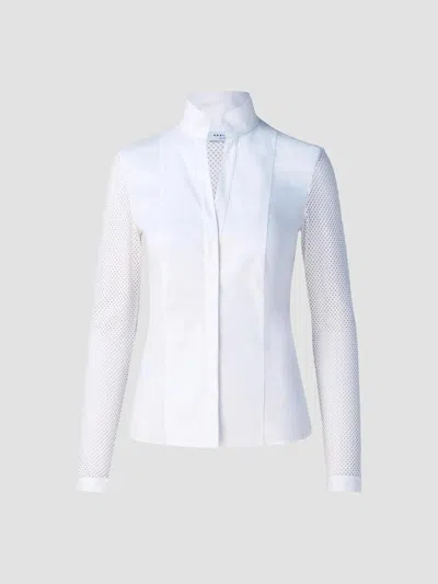Akris Punto Women's Elements Mesh-sleeve Blouse In Cream