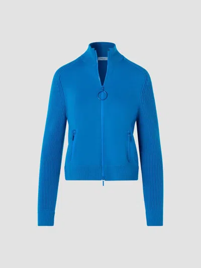 Akris Punto Women's Rib-knit Virgin Wool-blend Cardigan In Blue