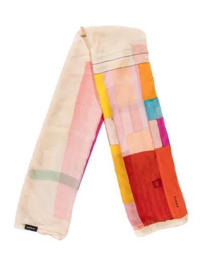 Pre-owned Akris Silk Colorblock Pattern Scarf In Neutrals