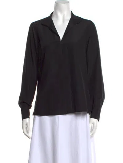Pre-owned Akris Silk Long Sleeve Blouse In Black