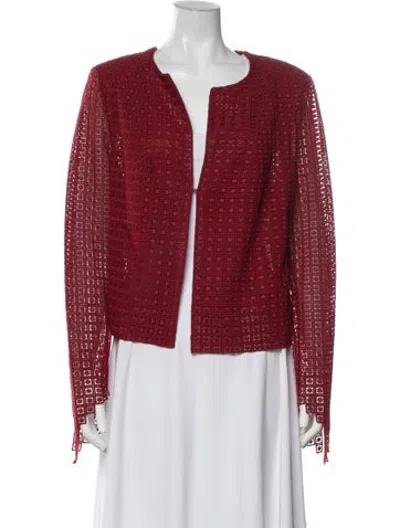 Pre-owned Akris Silk Patterned Jacket W/ Tags In Red