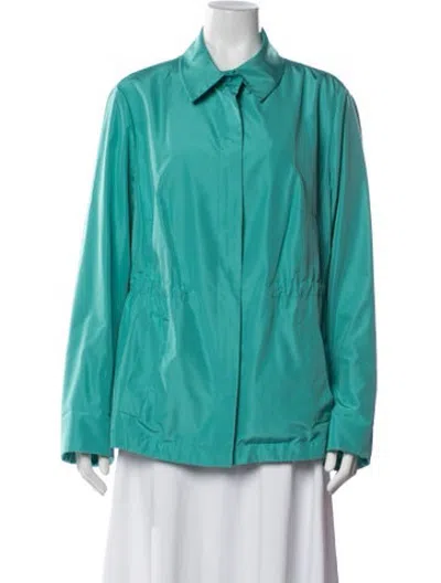 Pre-owned Akris Silk Utility Jacket In Green