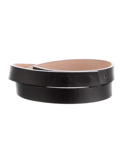 Pre-owned Akris Skinny Leather Waist Belt In Black