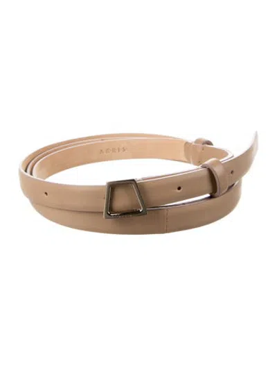 Pre-owned Akris Skinny Leather Waist Belt In Neutrals