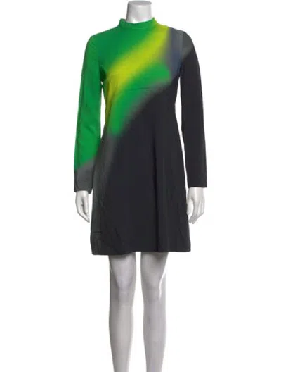 Pre-owned Akris Tie-dye Print Mini Dress In Green