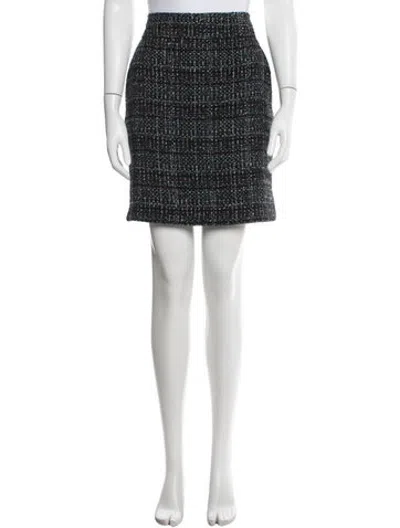 Pre-owned Akris Tweed Pattern Mini Skirt In Black/blue