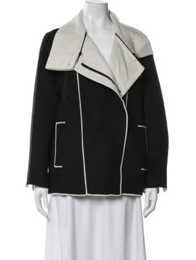 Pre-owned Akris Virgin Wool Biker Jacket In Black