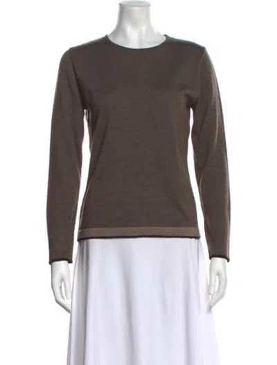 Pre-owned Akris Virgin Wool Crew Neck Sweater In Brown