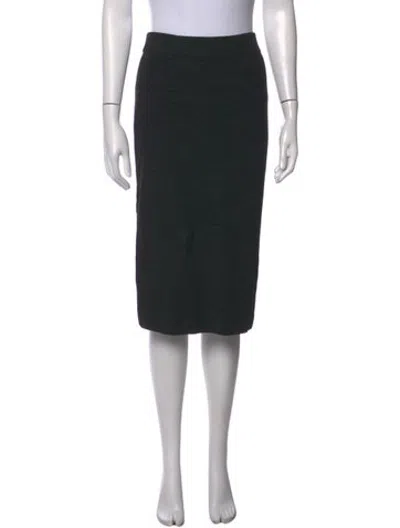 Pre-owned Akris Virgin Wool Midi Length Skirt In Black