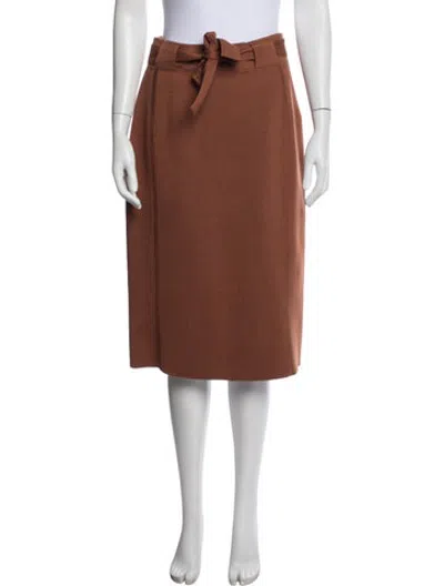 Pre-owned Akris Virgin Wool Midi Length Skirt In Brown