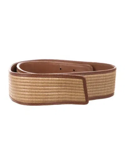 Pre-owned Akris Wide Leather Waist Belt In Brown