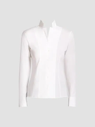 Akris Women's Stretch-poplin Revers Collar Blouse In White