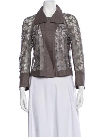 Pre-owned Akris Wool Lace Pattern Jacket W/ Tags In Grey