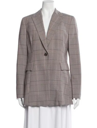 Pre-owned Akris Wool Plaid Print Blazer In Neutrals